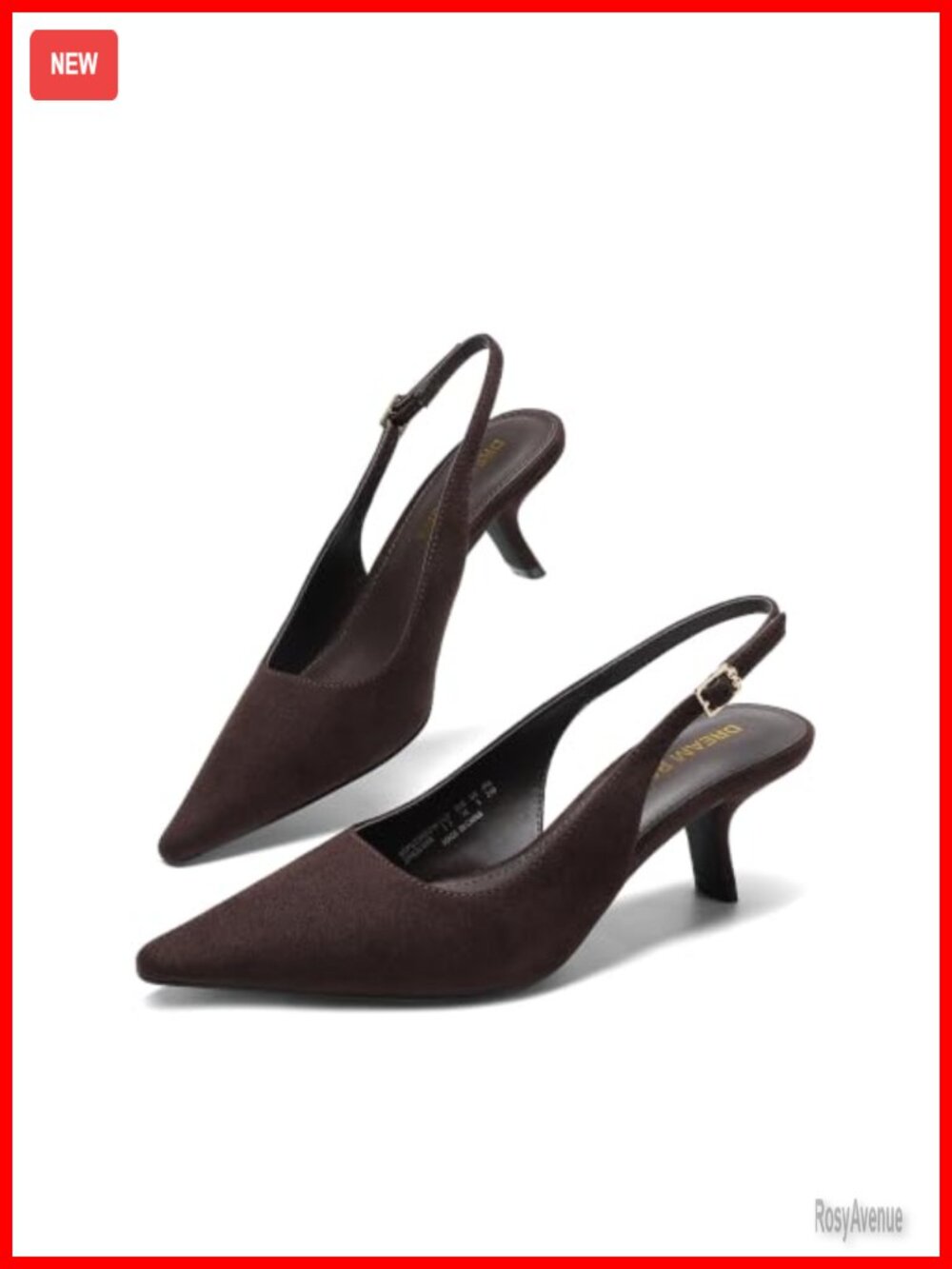 Faux Suede Slingback Kitten Heel Pumps Pointed Toe Work Dress Shoes
